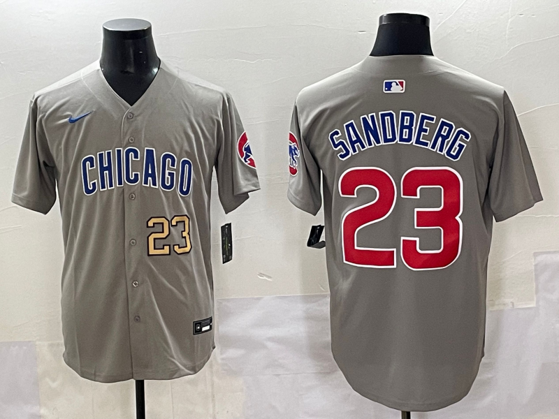 Men Chicago Cubs #23 Sandberg grey MLB Nike 2025 Jersey style 002